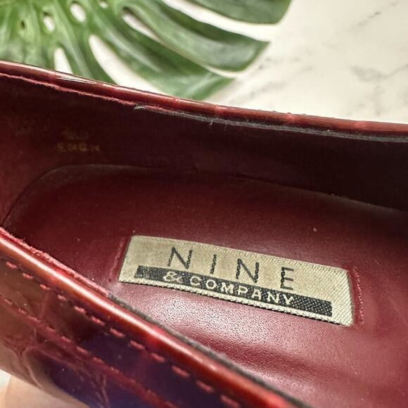 Nine & Co Womens Vintage Y2k Square Toe Heels Size 6 Red Patent Leather Block - Picture 8 of 8